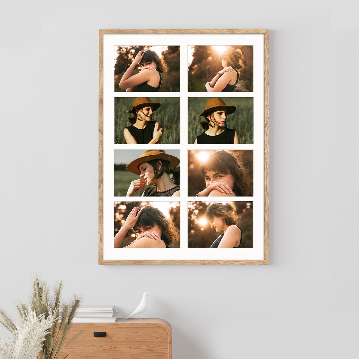 Ramka na zdjęcia 8 zdjęć 15x21 cm rama kolor dębowy foto galeria 50x70 cm FRAMAI®