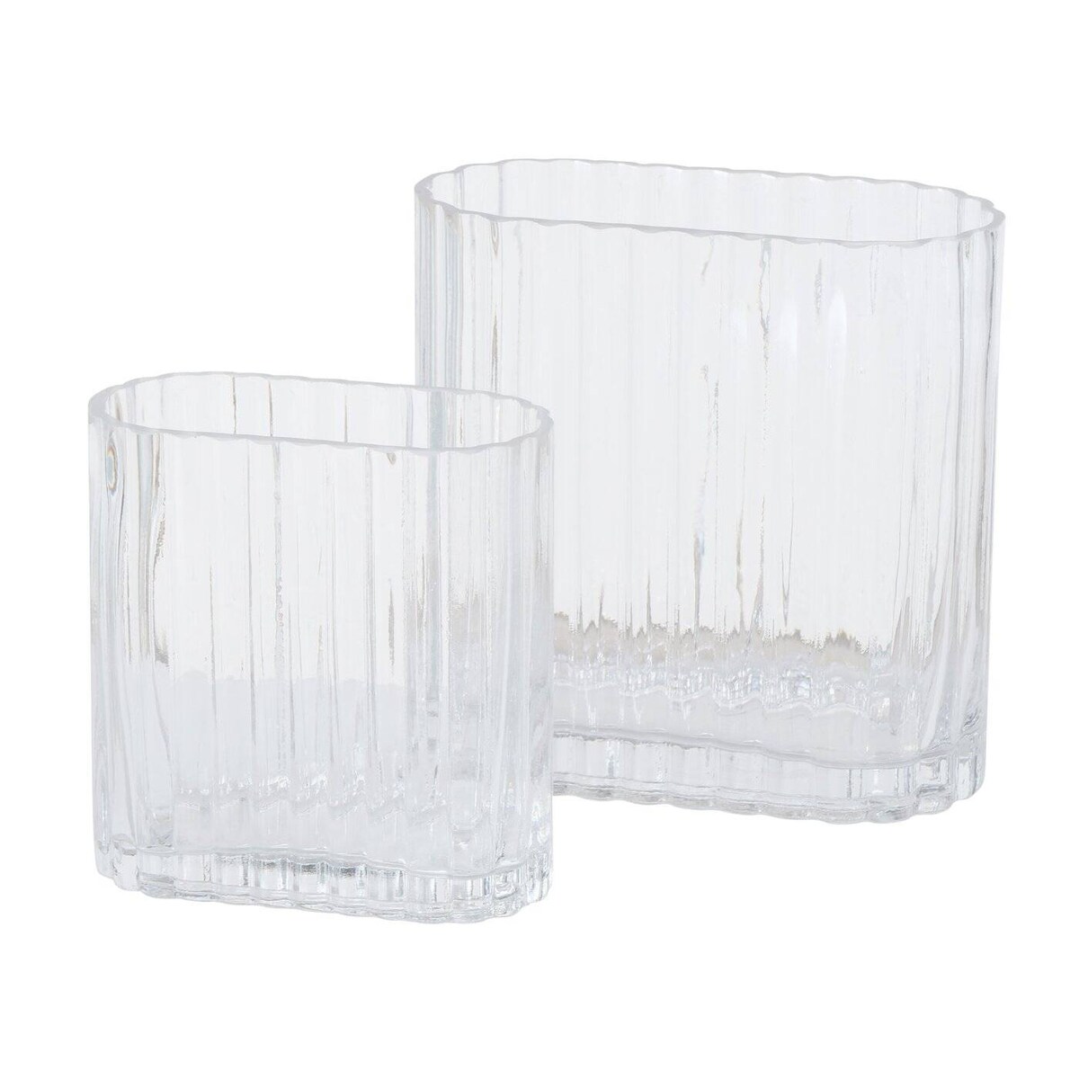 Wazon szklany TULIPA, podłużny, przeźroczyste szkło, 2 sztuki