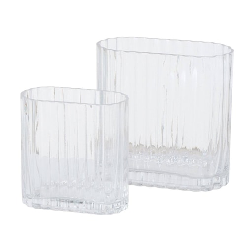 Wazon szklany TULIPA, podłużny, przeźroczyste szkło, 2 sztuki