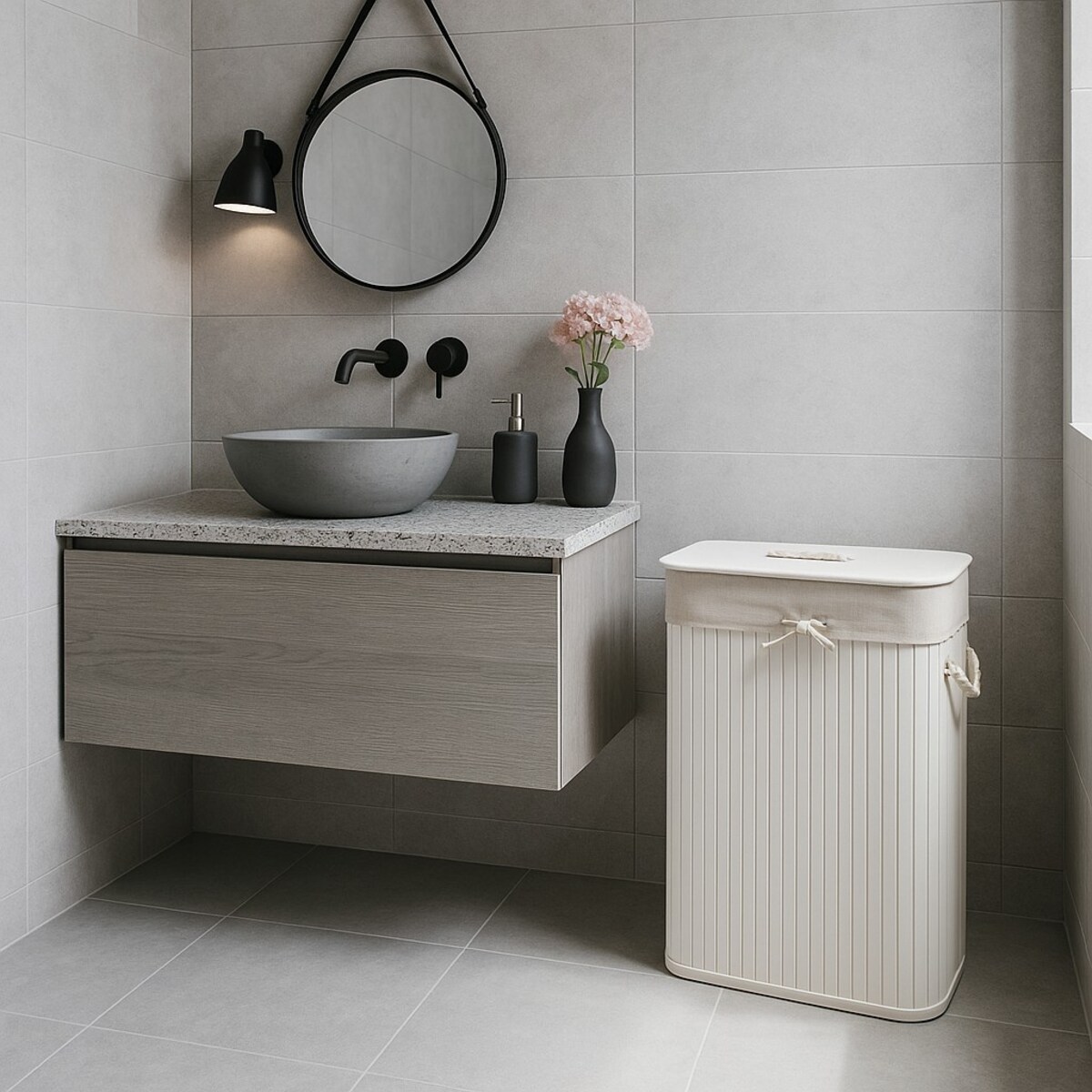 Bambusowy kosz na pranie ZORA, 72 l