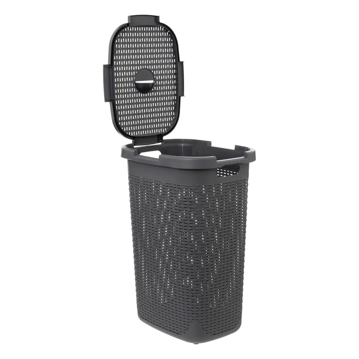 Wysoki kosz na pranie z plastiku, 60 l, kolor antracytowy