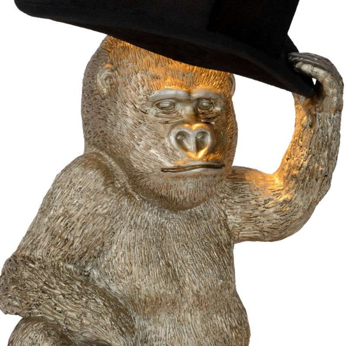 Dekoracyjna LAMPKA stojąca GUST 10503/81/30 Lucide abażurowa LAMPA stołowa goryl czarny złoty