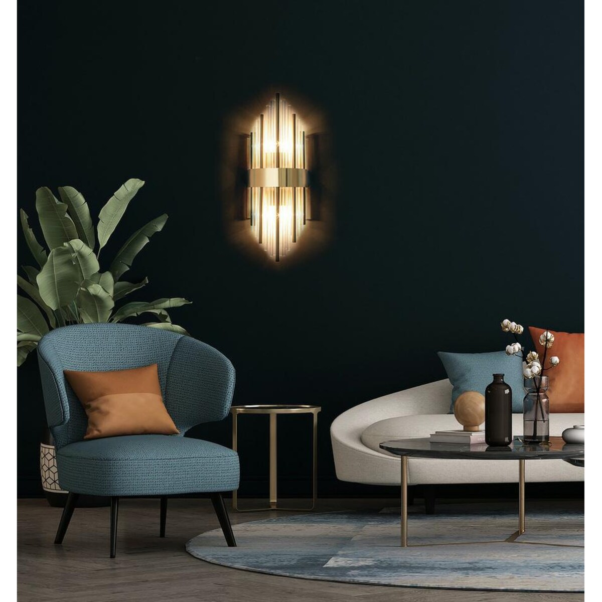 Lampa ścienna glamour Armando MSE010100337 Moosee szkło złota przezroczysta