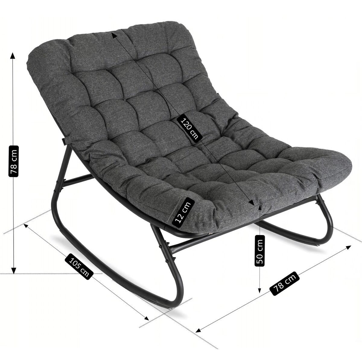 Fotel Leżak Ogrodowy Bujany Bujak Leżanka Do Salonu Na Taras AURORA Szary