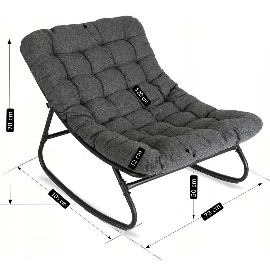Fotel Leżak Ogrodowy Bujany Bujak Leżanka Do Salonu Na Taras AURORA Szary
