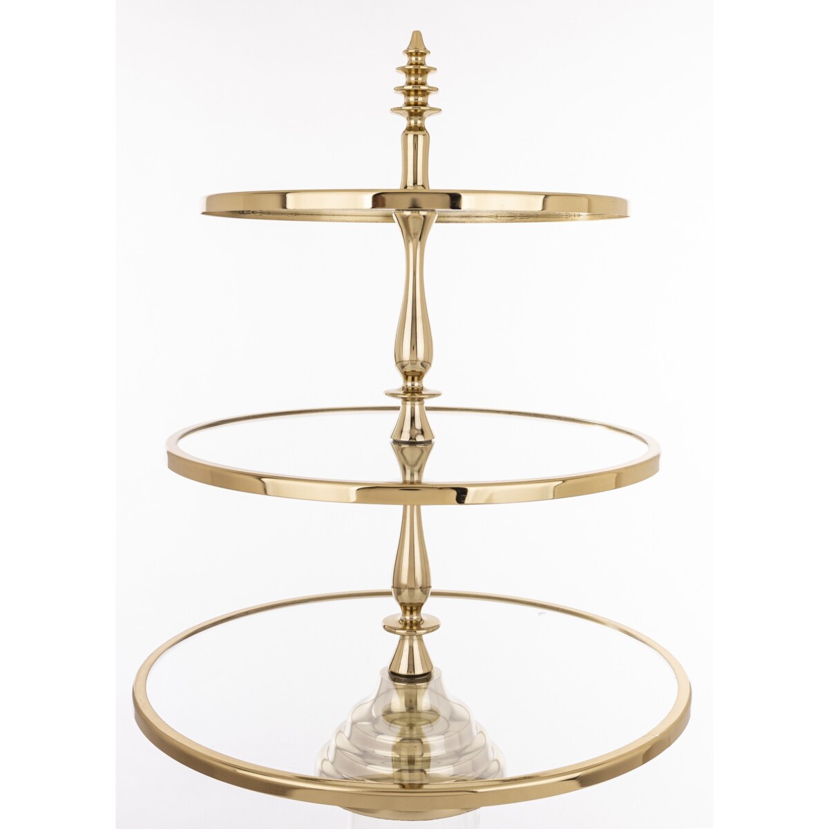 Patera szklana 3-poziomy 56x41x41 cm LONDA złota