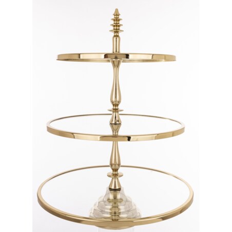 Patera szklana 3-poziomy 56x41x41 cm LONDA złota