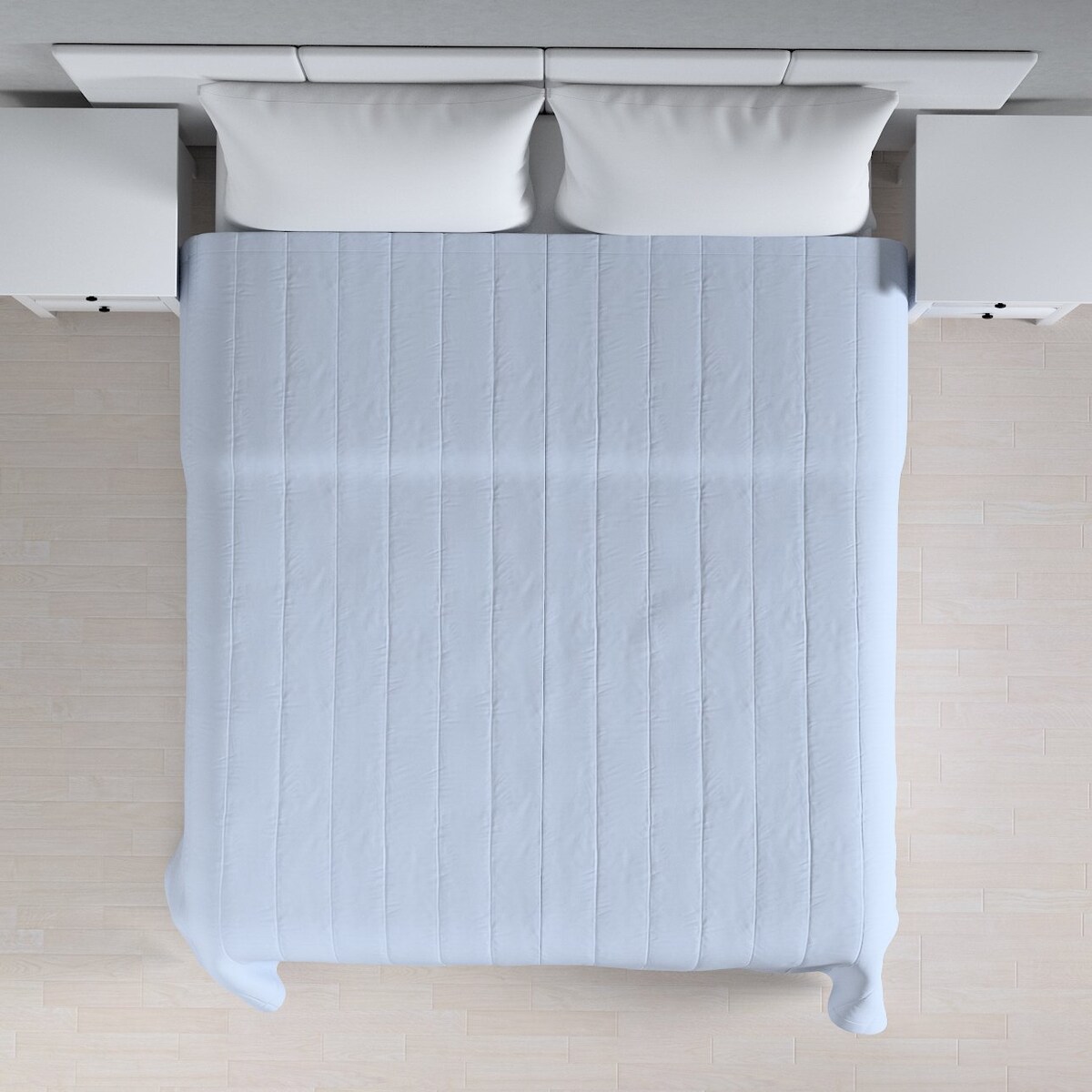 Narzuta pikowana w pasy 130x210 pastelowy niebieski