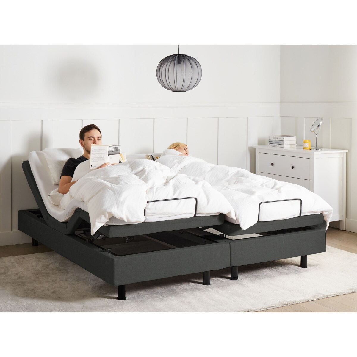 Łóżko regulowane bez zagłówka DUKE II 160 x 200 cm Ciemnoszary