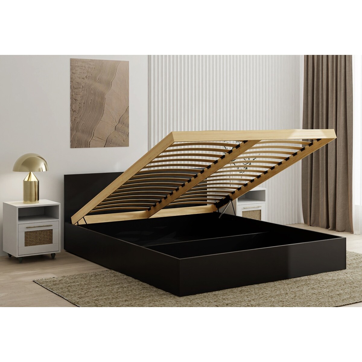 Łóżko sypialniane ALDO 140x200 z płyty laminowanej- czarny