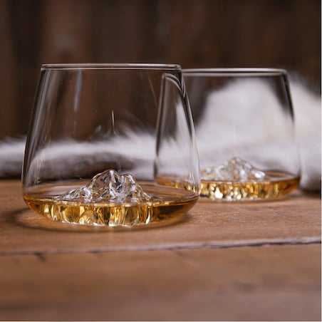 Zestaw 2 szklanek do whisky - Topographic - Mont Blanc & Everest
