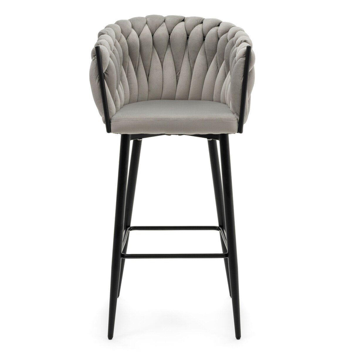 Hoker tapicerowany welurowy pleciony do salonu jadalni barowy glamour LATINA