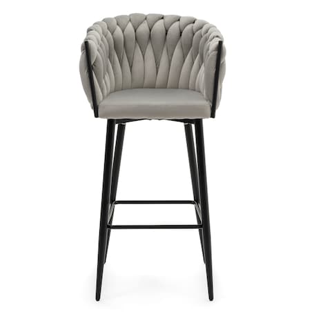 Hoker tapicerowany welurowy pleciony do salonu jadalni barowy glamour LATINA