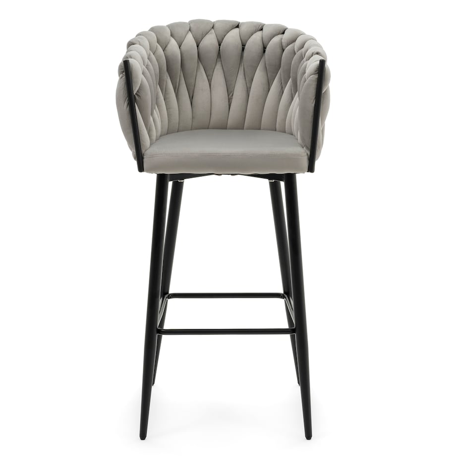 Hoker tapicerowany welurowy pleciony do salonu jadalni barowy glamour LATINA