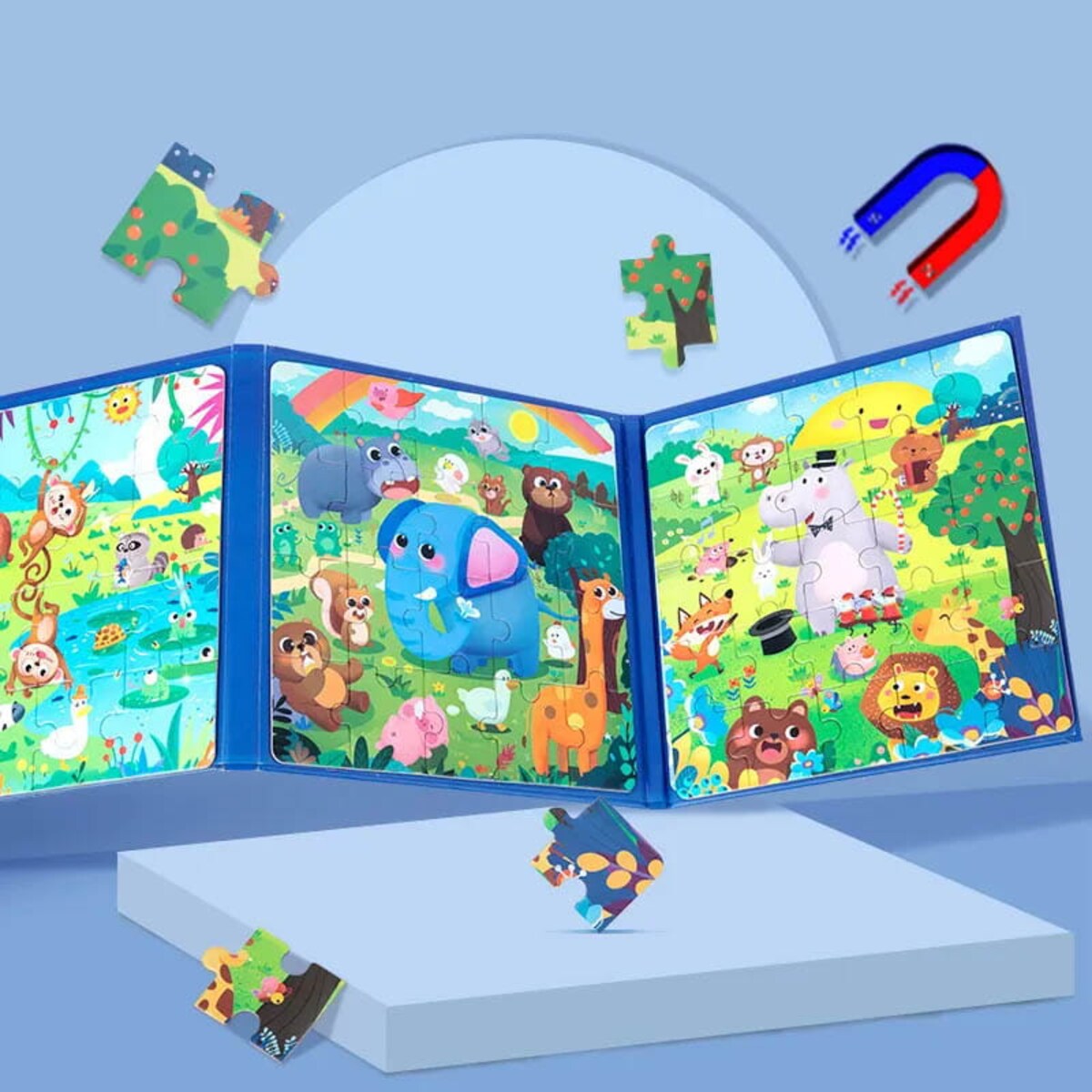 Puzzle magnetyczne - Poziom 1 - Lew, Panda, Żyrafa
