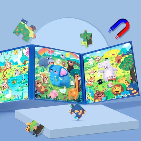 Puzzle magnetyczne - Poziom 1 - Lew, Panda, Żyrafa