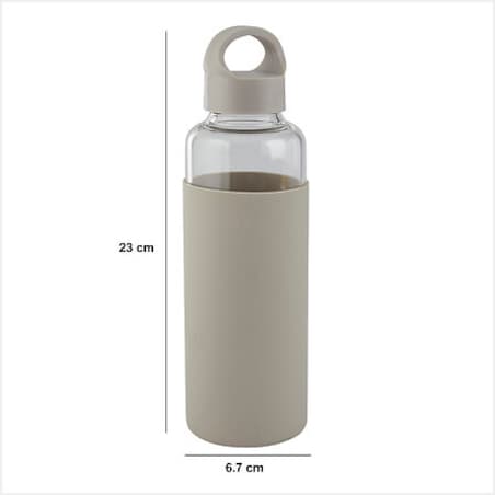 BUTELKA SZKLANA 0,5L beżowa Z POKROWCEM silikonowym