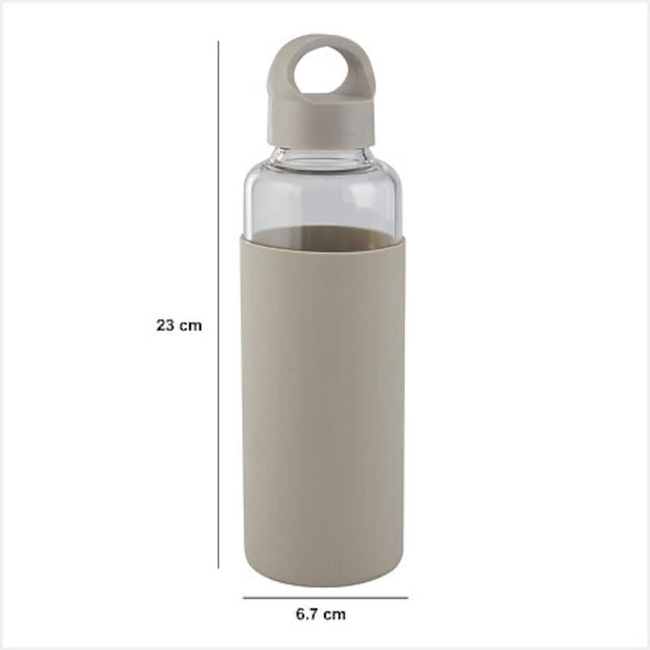 BUTELKA SZKLANA 0,5L beżowa Z POKROWCEM silikonowym