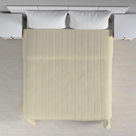 Narzuta pikowana w pasy 130x210 kremowy szenil