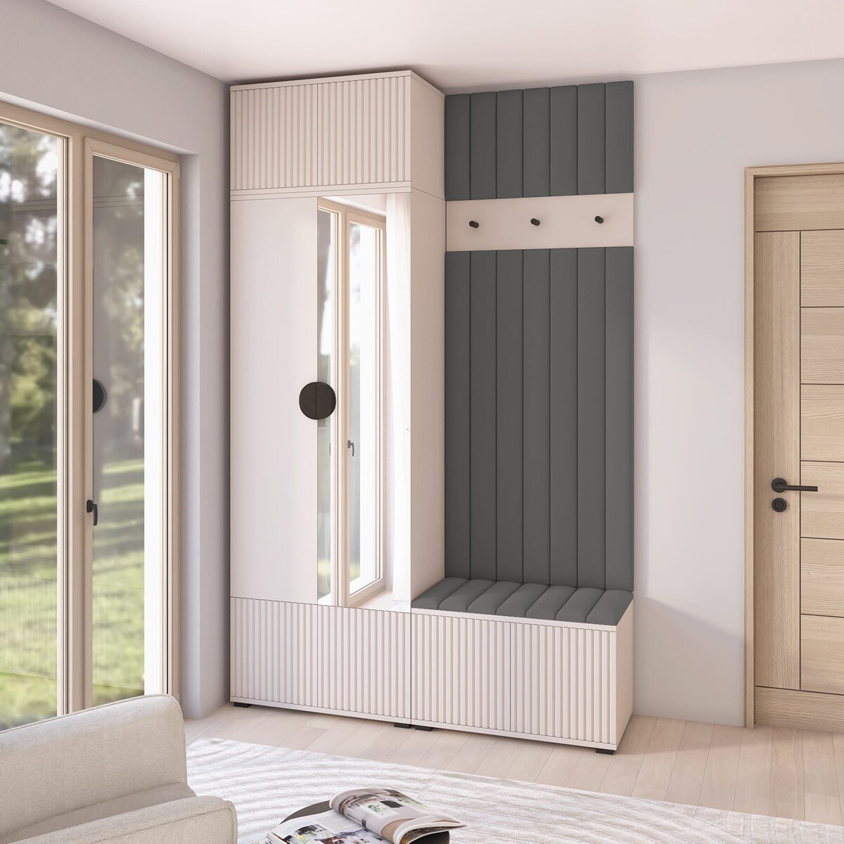 Pojemna garderoba do przedpokoju Ritmo wersja 4 Trinity 15 kaszmir