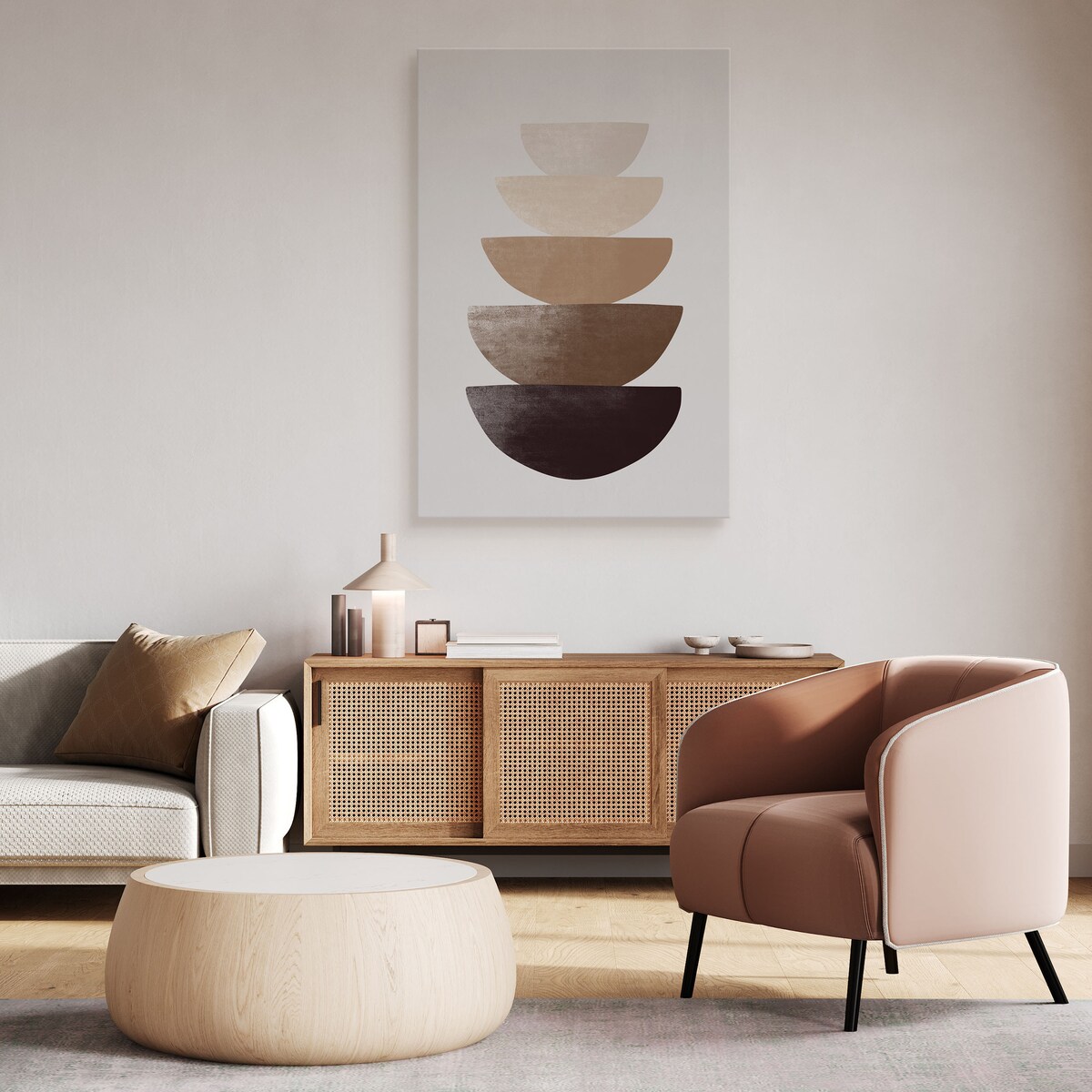 Obraz Pastelowe Beżowe Naczynia Japońskie 30x40cm