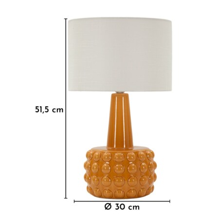 Lampa stołowa Gress, kolor musztardowy i biały, ceramika, żelazo i tkanina, 30 x 30 x 51,5 cm, 1 x E27, max. 40 W, styl nowoczesny, Mauro Ferretti