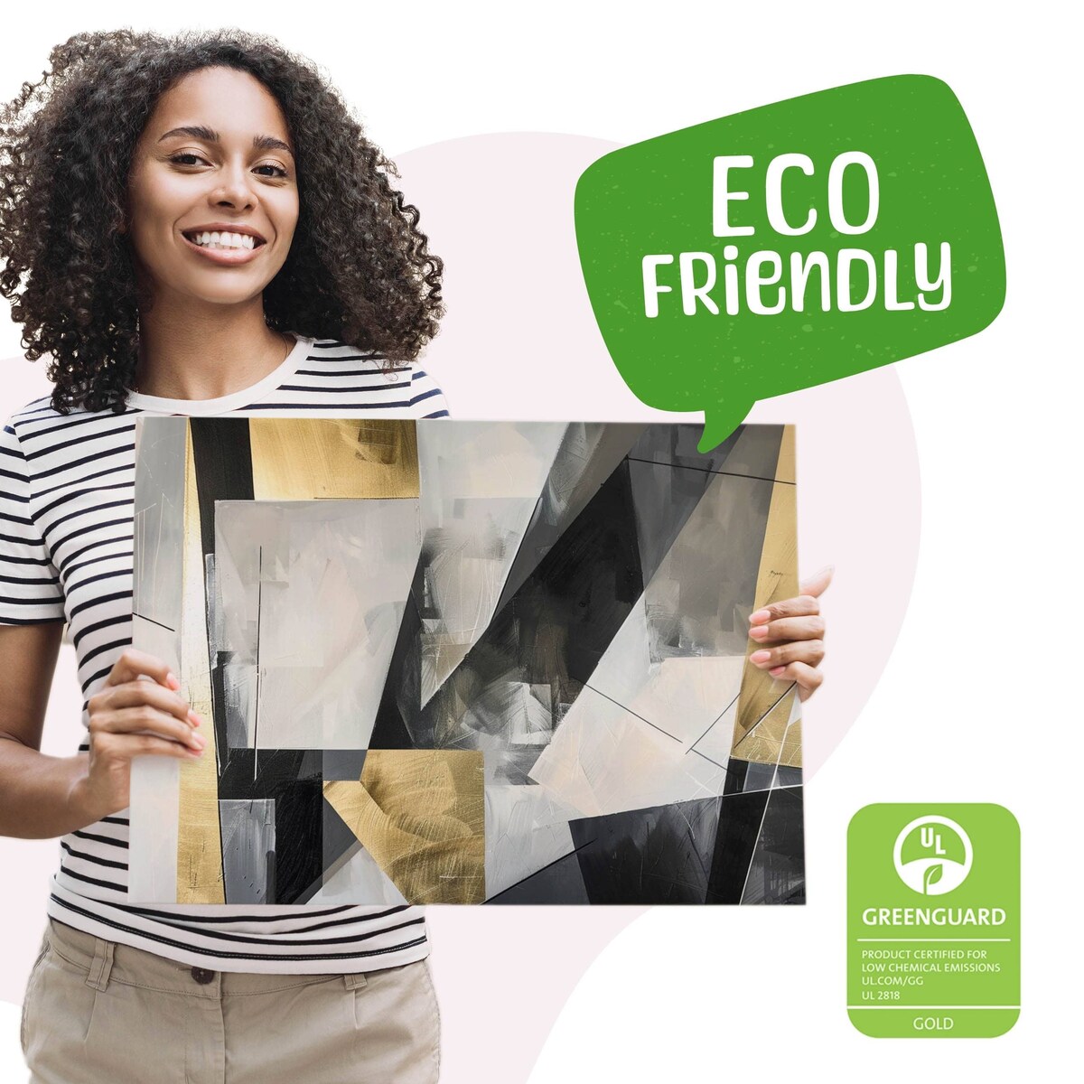 Obraz Ścienny Do Salonu Abstrakcja Wzory Geometryczne Złoto Beton 120x80cm