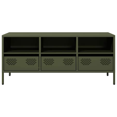 vidaXL Szafka RTV, oliwkowa, 101,5x39x43,5 cm, stal walcowana na zimno