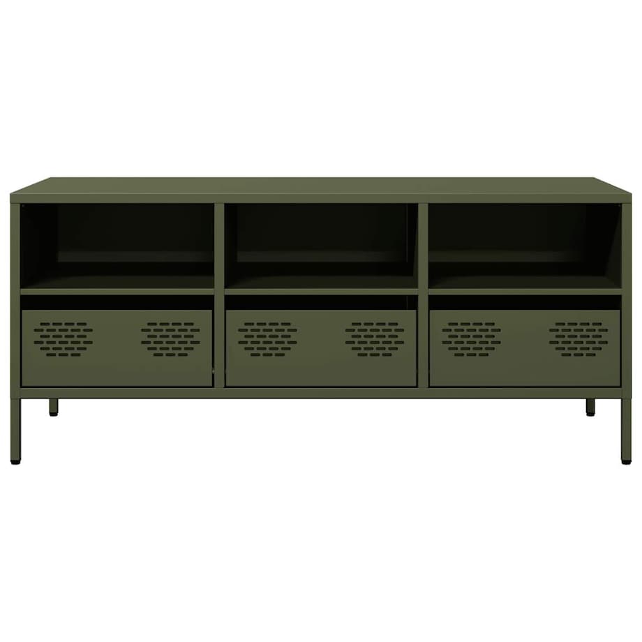 vidaXL Szafka RTV, oliwkowa, 101,5x39x43,5 cm, stal walcowana na zimno