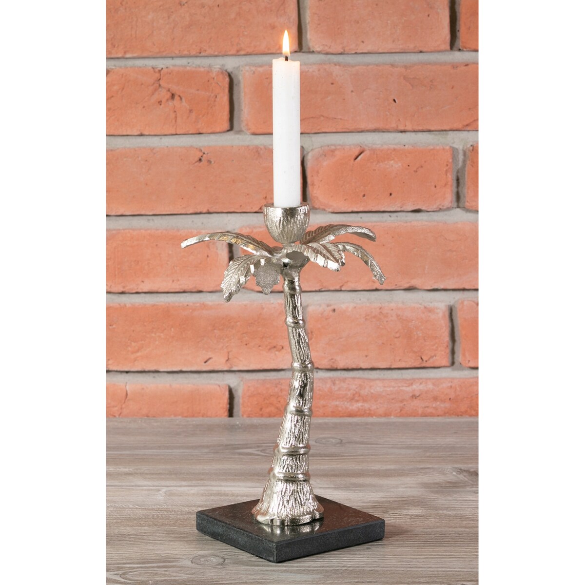 ŚWIECZNIK PALMA kandelabr ALUMINIUM MARMUR 26cm