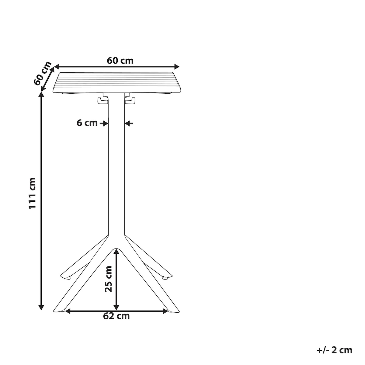 Stolik ogrodowy barowy LEMNOS 60 cm 60 cm Czarny