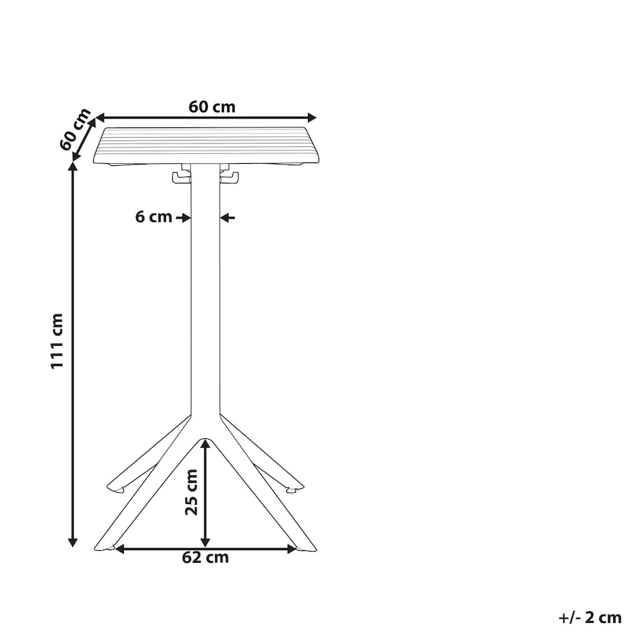 Stolik ogrodowy barowy LEMNOS 60 cm 60 cm Czarny