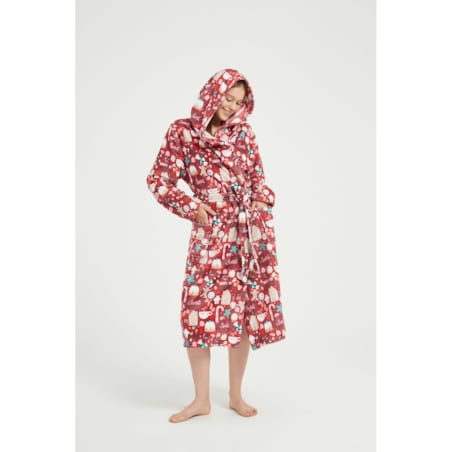Szlafrok z Kapturem PAULO Świąteczny Czerwony L/XL