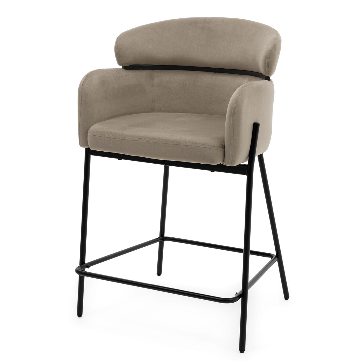 Hoker tapicerowany welurowy do salonu BOLZANO ciemnobeżowy