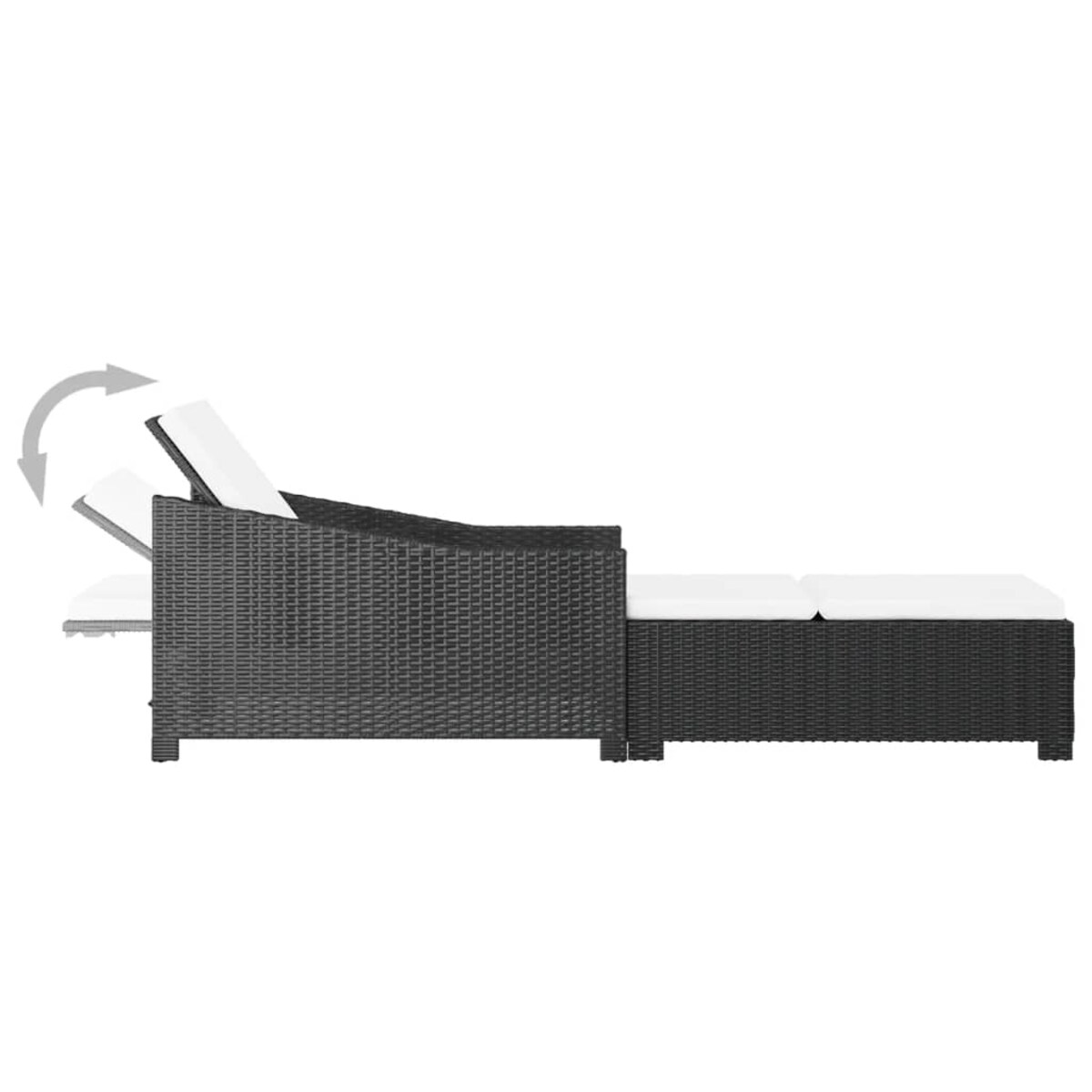 vidaXL Leżak ogrodowy z kremową poduszką, polirattan, czarny