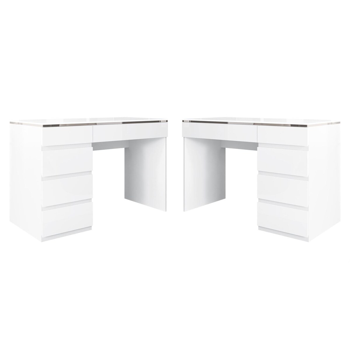 Biurko AURORA SILVER z szufladami biay połysk