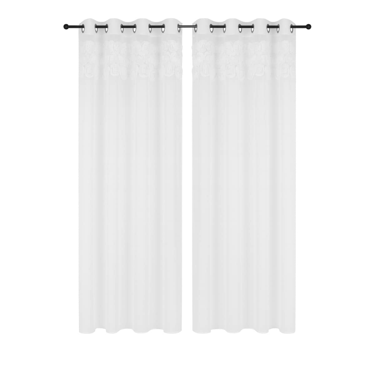 firana "rosalia" top róże 3d wyszywane biały | 160x70 przelotki