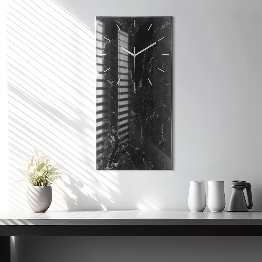 Zegar ścienny Czarny Marmur, 30x60 cm