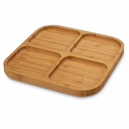 TALERZ BAMBUSOWY PÓŁMISEK NA PRZEKĄSKI SERY jedzenie 25 cm patera drewno