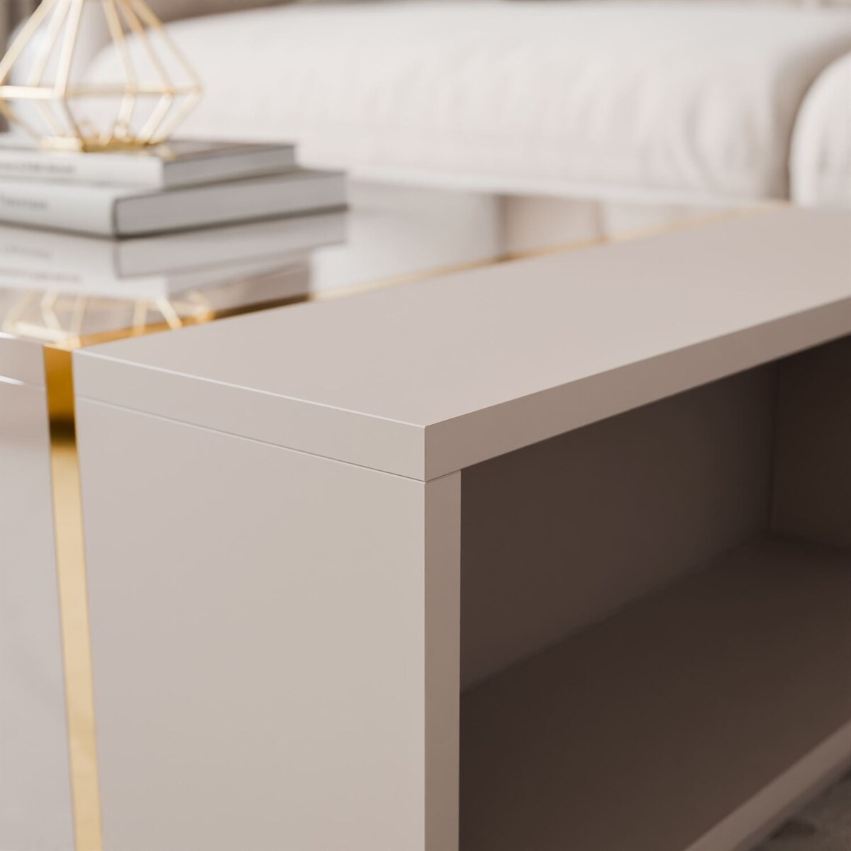 Ława ONYX kaszmir wysoki połysk na cokole