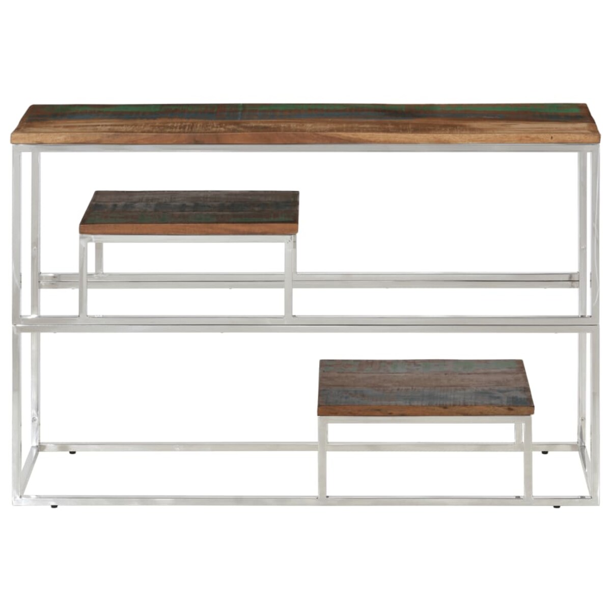 vidaXL Stolik konsolowy, srebrny, stal nierdzewna i drewno z odzysku
