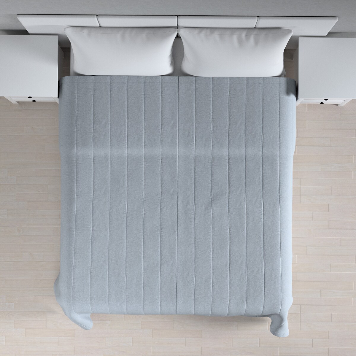 Narzuta pikowana w pasy 130x210 błękitny melanż