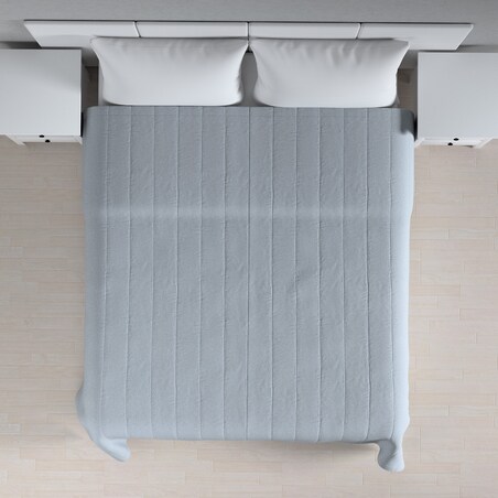 Narzuta pikowana w pasy 130x210 błękitny melanż