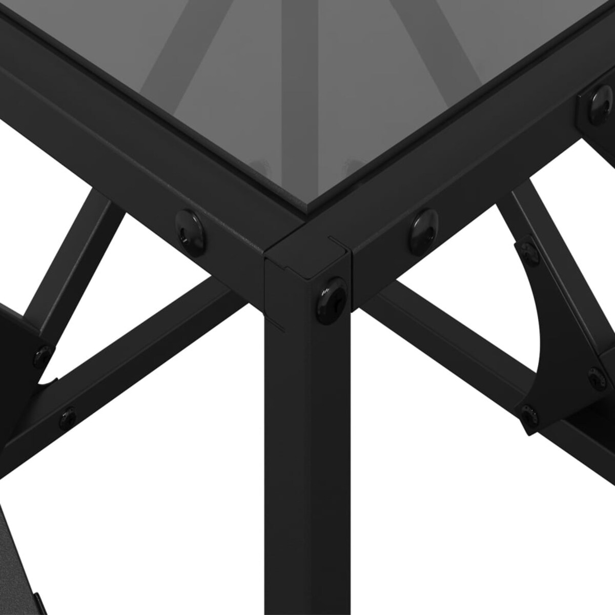 vidaXL Stolik kawowy z czarnym, szklanym blatem, 40x40x41 cm, stal