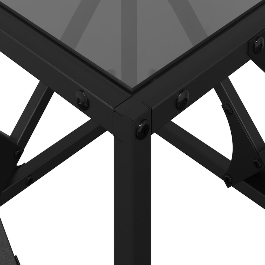 vidaXL Stolik kawowy z czarnym, szklanym blatem, 40x40x41 cm, stal