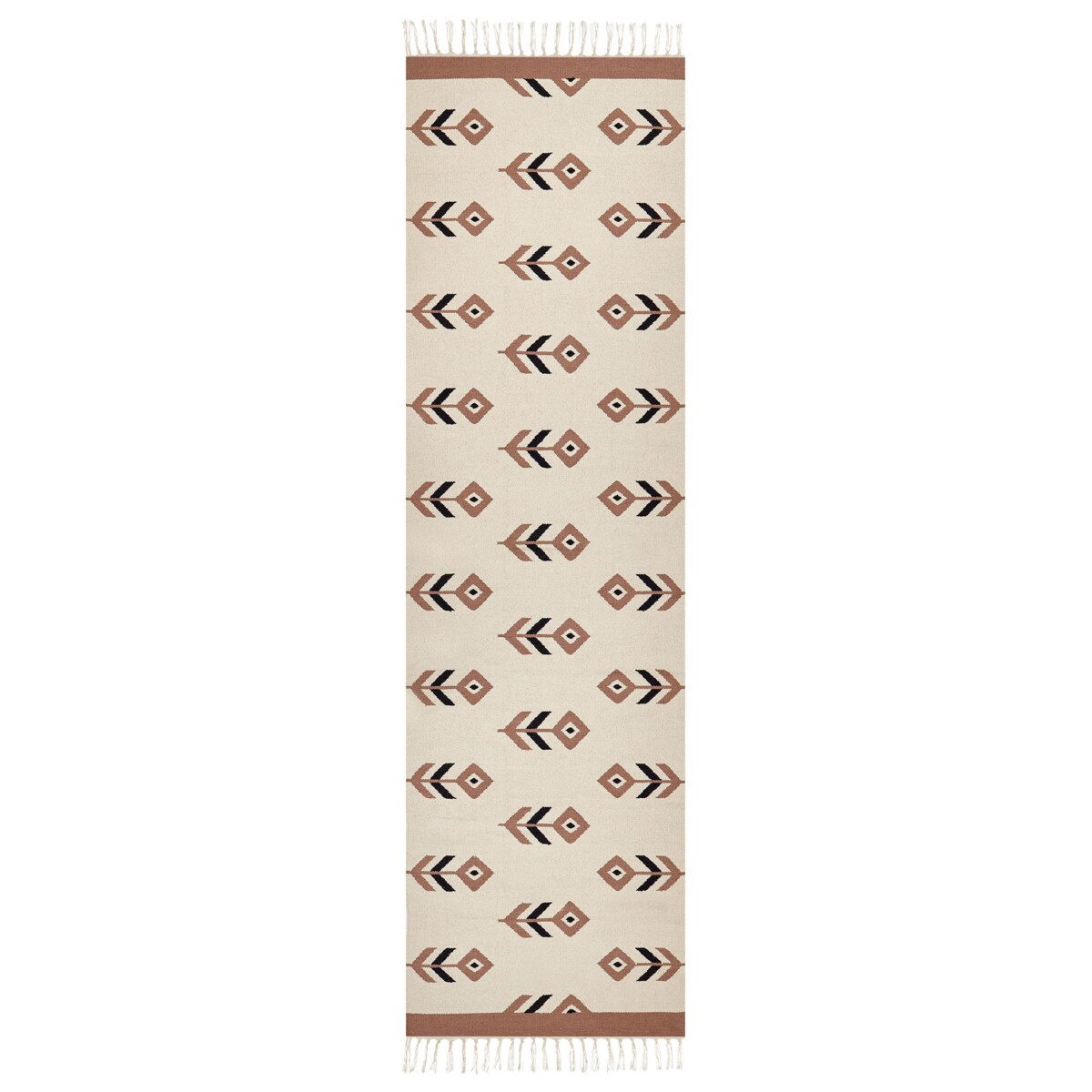 Dywan bawełniany kilim 80 x 300 cm beżowo-czarny NIAVAN