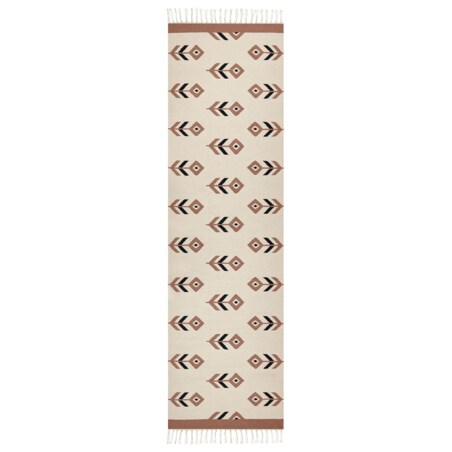 Dywan bawełniany kilim 80 x 300 cm beżowo-czarny NIAVAN
