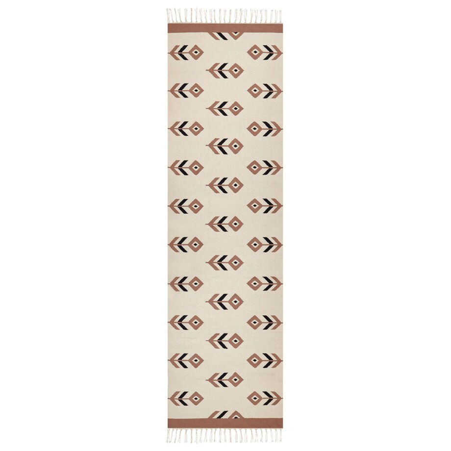 Dywan bawełniany kilim 80 x 300 cm beżowo-czarny NIAVAN