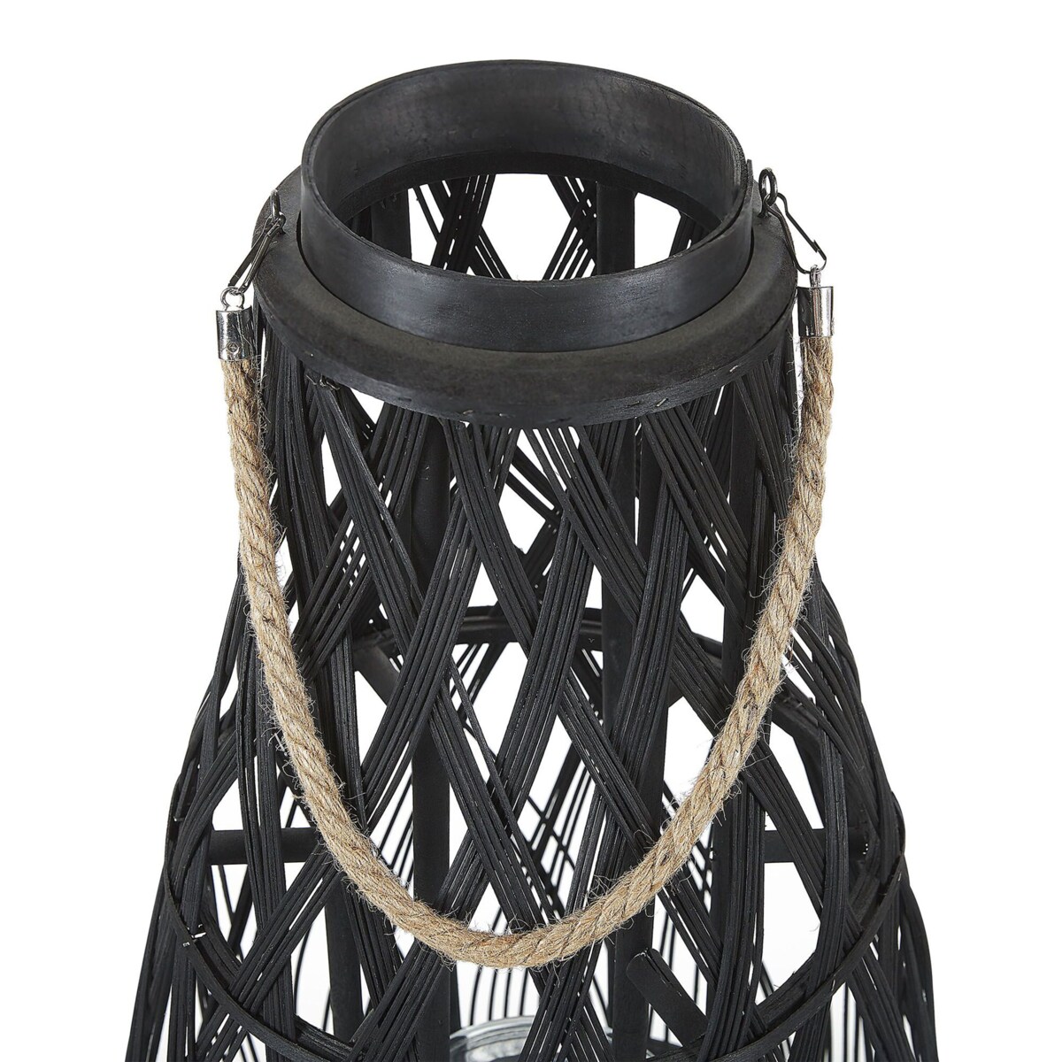 Lampion drewniany 56 cm czarny TONGA