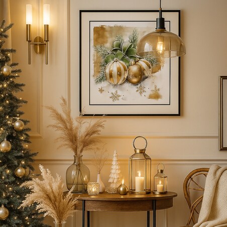 Plakat Złote Bombki 50cm x 50cm